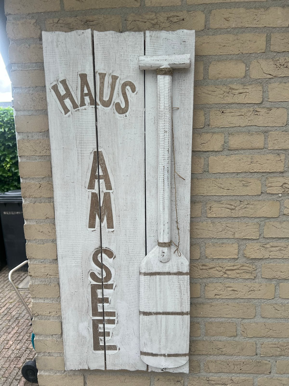 Houten Muurbord 'Haus am See' voor tuin of overkapping, Ophalen, Zo goed als nieuw