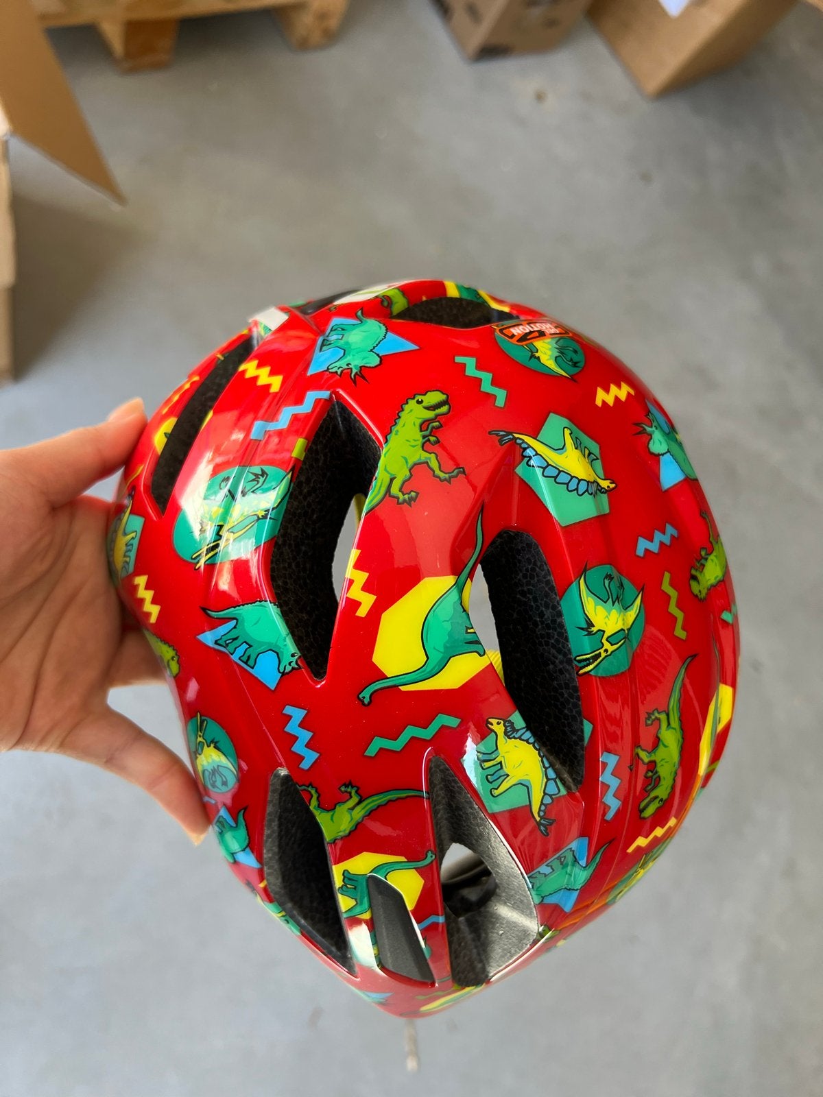 LEM Fietshelm voor kinderen - Rood met dinosaurusprint, Ophalen of Verzenden, Nieuw, Overige maten, Jongen of Meisje