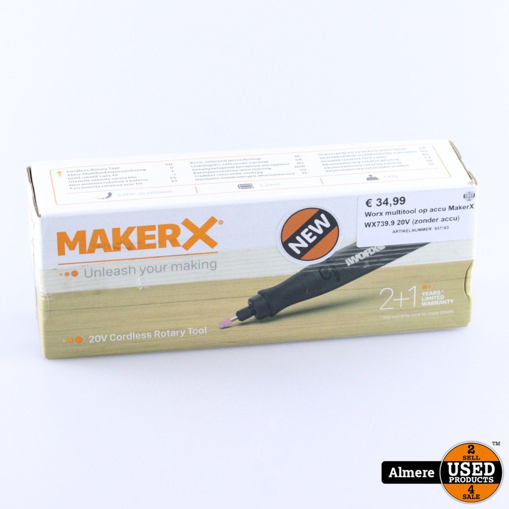 Worx multitool op accu MakerX WX739.9 20V (zonder accu), Worx, Gebruikt, Support@worx.com, 14675 128th Ave NE, Suite 120
Woodinville, WA 98072
USA