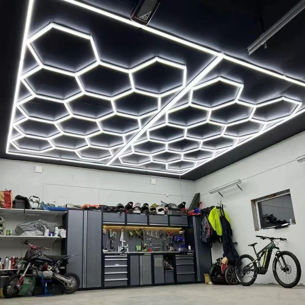 Hexagon plafond lamp Led garage verlichting, Ophalen of Verzenden