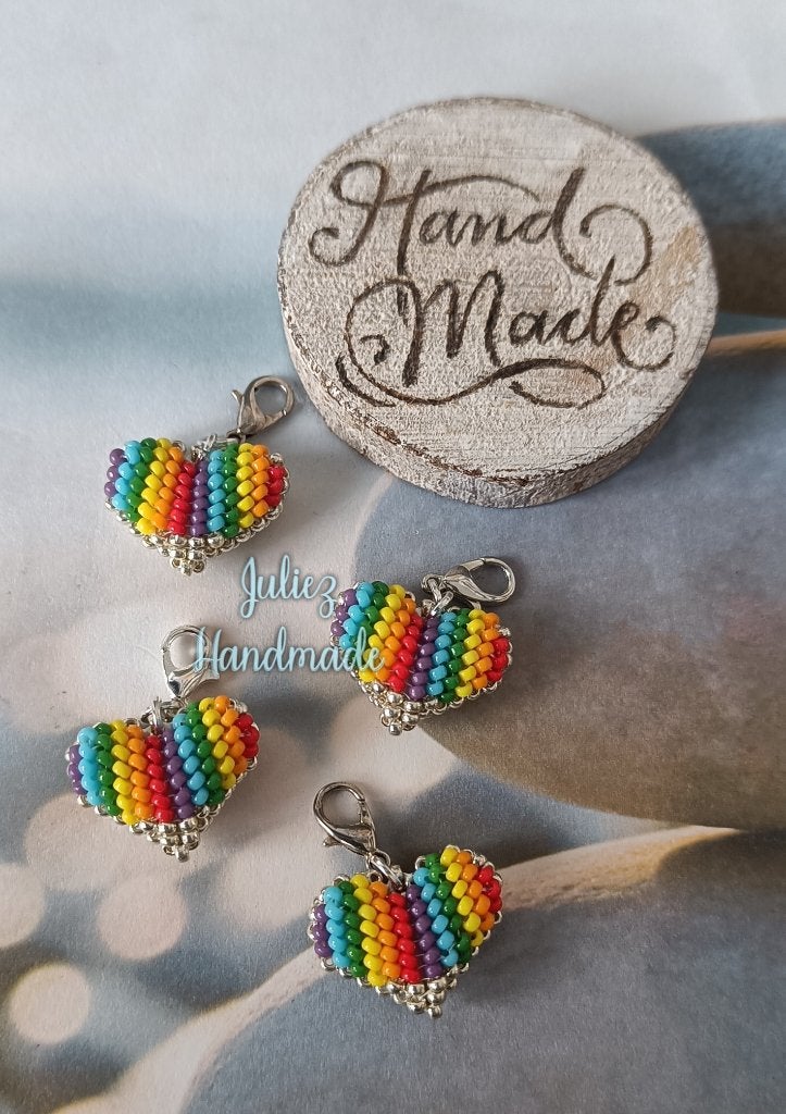 3D miyuki hartjes met gekleurde koord/slotje Juliez Handmade, Sieraden, Tassen en Uiterlijk, Bedels, Overige merken, Glas of Kristal