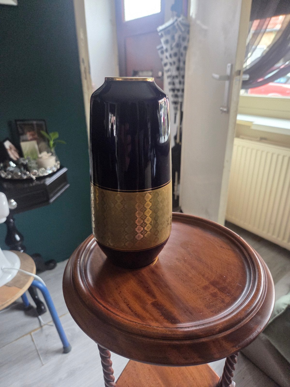 Vintage C.M. Hutschenreuther Echt Kobalt Vaas met Goudreliëf, Ophalen