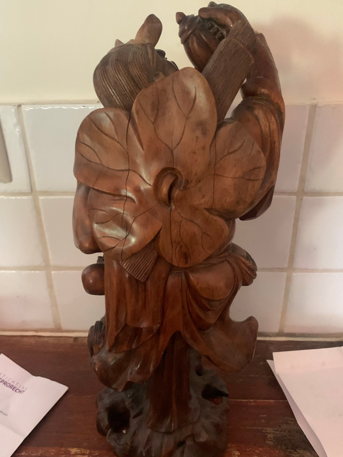 Oud gerepareerd Indonesisch houten beeld, ca. 35 cm hoog, Ophalen, Overige onderwerpen, Handgemaakt, 20 - 50 cm