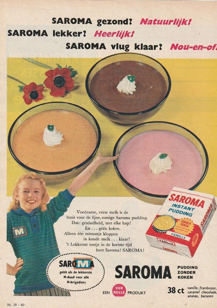 Retro reclame 1961 Saroma zuivel M-brigade lekkere daad, Verzamelen, Verzenden, Overige typen