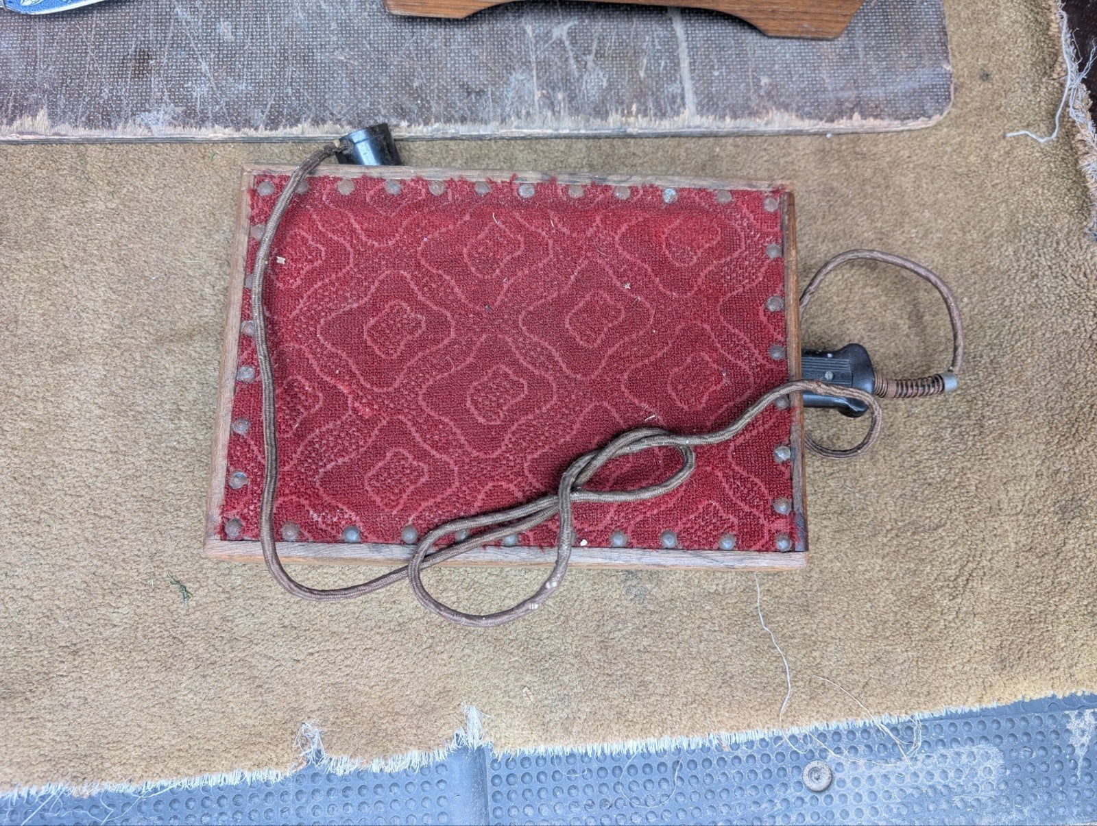 Vintage elektrische voetenwarmer met rood patroon, Antiek en Kunst, Ophalen of Verzenden