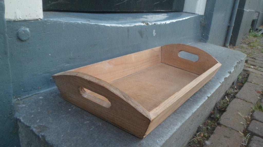 Houten dienblad met handgrepen 43 x 20 cm. mangelbak, Huis en Inrichting, Woonaccessoires | Dienbladen, Gebruikt, Ophalen of Verzenden