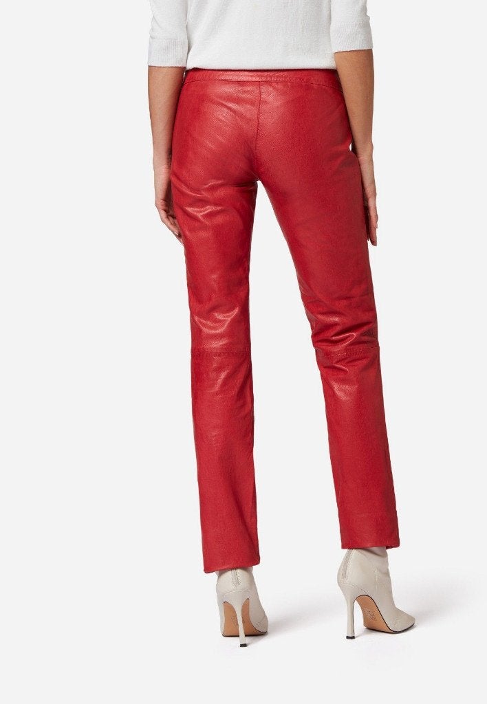 Rode Lange Leren Broek van Isaco & Kawa * Mt. 40 * Nieuw *, Kleding | Dames, Broeken en Pantalons, Maat 38/40 (M), Nieuw, Ophalen of Verzenden