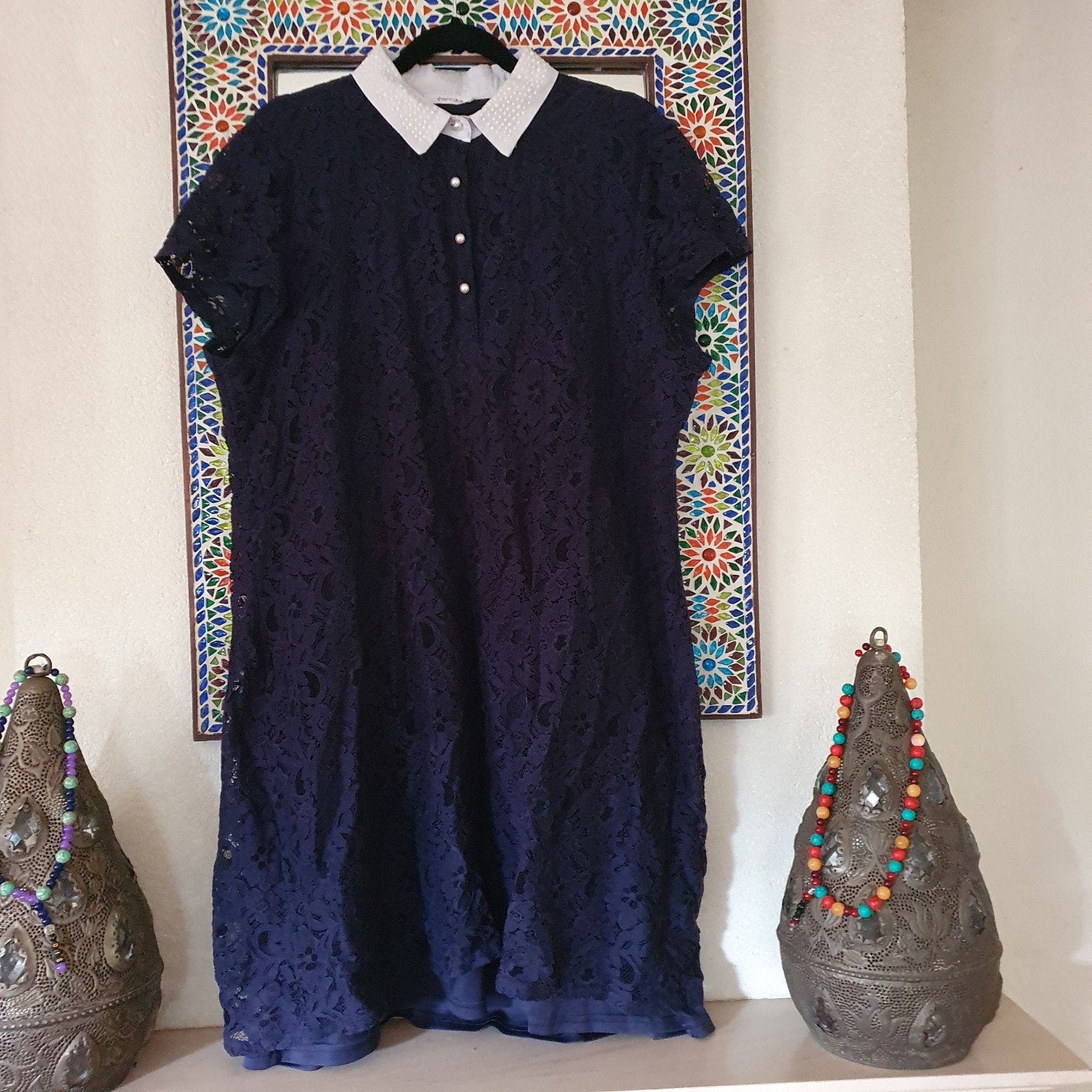 paprika prachtige kanten jurk maat 44/46, Kleding | Dames, Ophalen of Verzenden, Zo goed als nieuw, Maat 42/44 (L), Knielengte