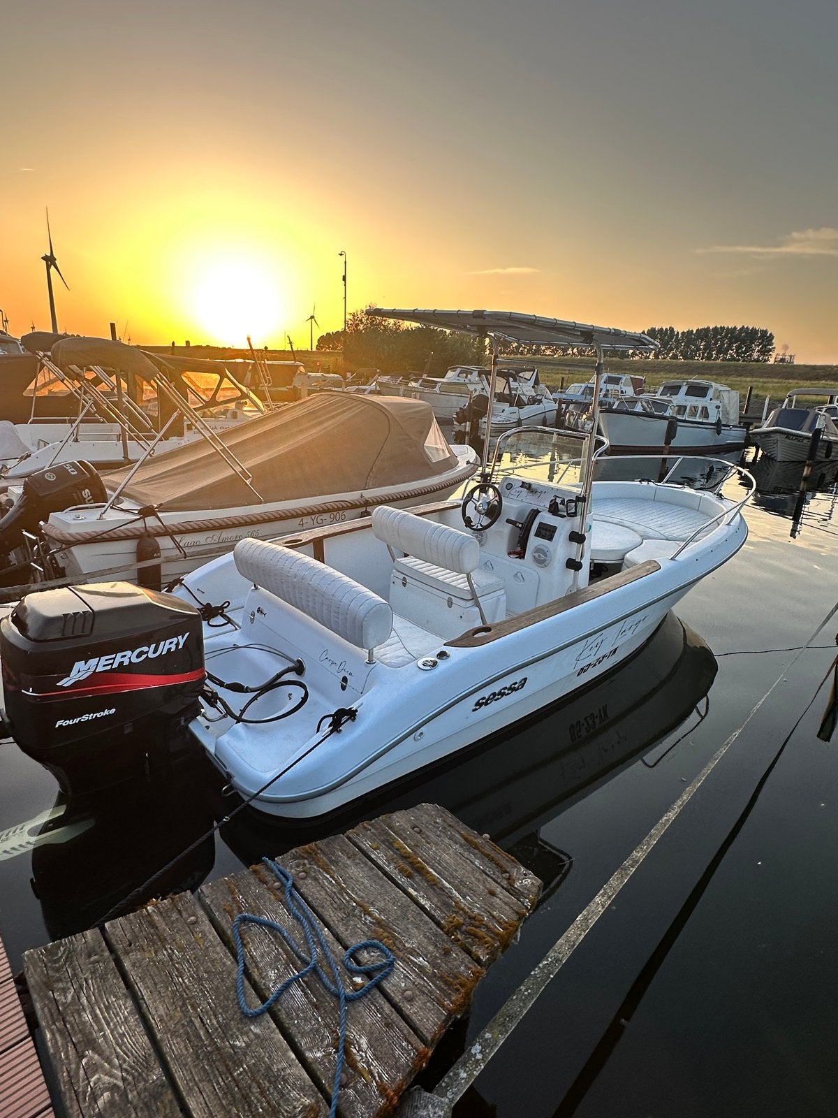 Sessa Key Largo 17ft met 75pk Mercury en stallingstrailer, Ophalen, Overige merken, Buitenboordmotor, Trailer
