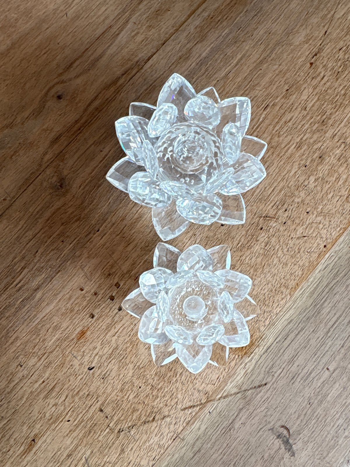 Set van 2 lotus waxinelichthouders, Ophalen, Wit, Waxinelichthouder, Glas