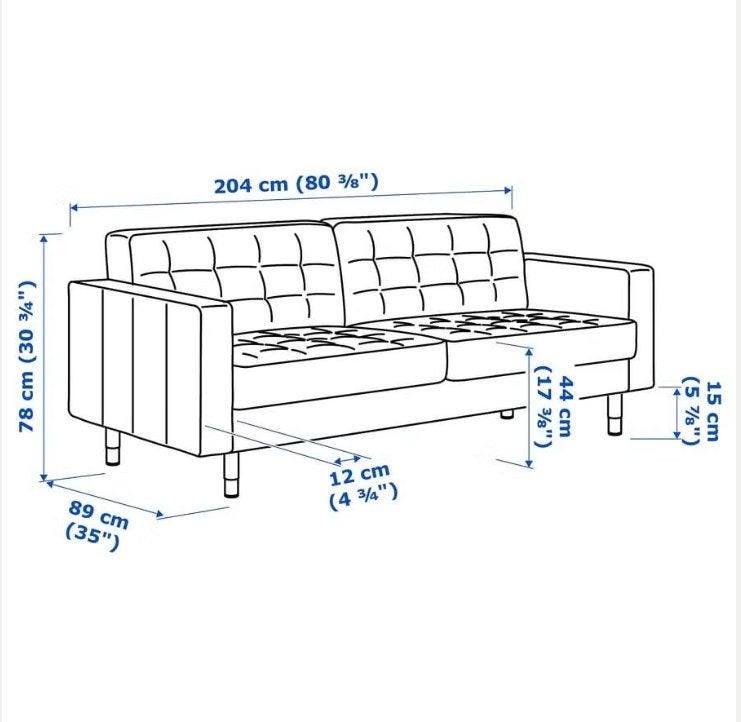 Leer  IKEA LANDSKRONA bank met (getufte) kussens., Ophalen, Gebruikt, Tweepersoons, Leer