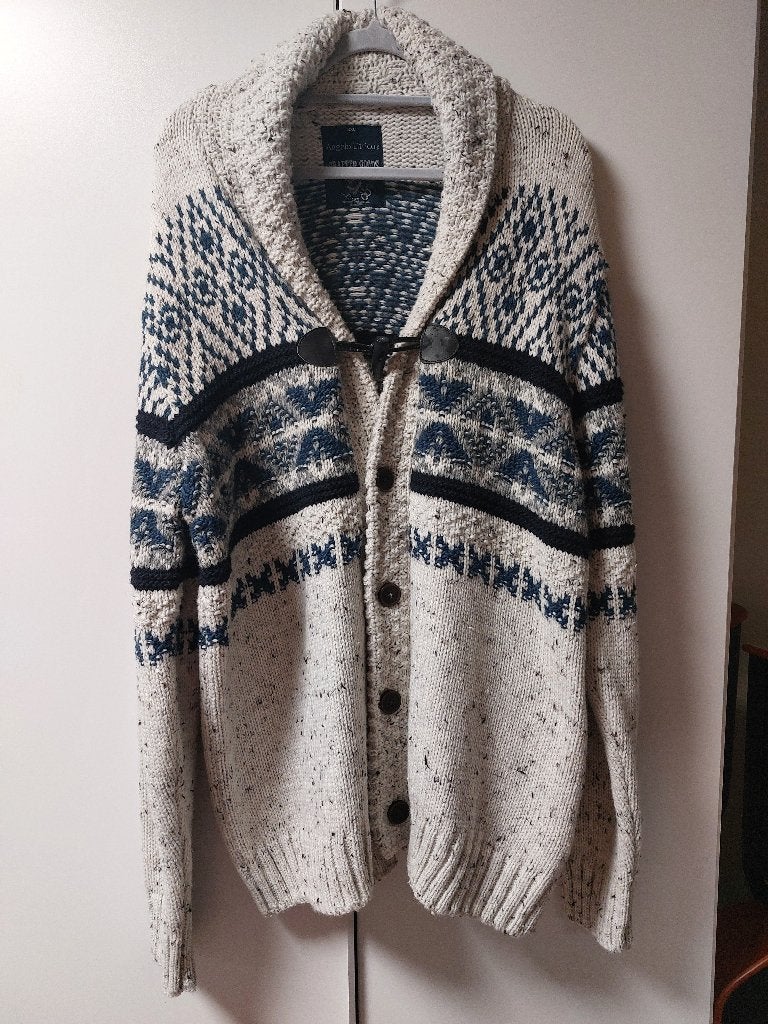 Cardigan gebreide grijs blauw zwart sjaalkraagvest 3XL, Blauw, Angelo Litrico, Overige maten, Ophalen of Verzenden