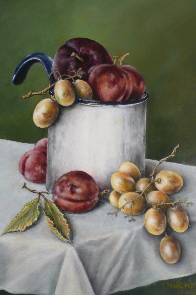 Stileven met druiven, Antiek en Kunst, Paneel, Stilleven, Ophalen of Verzenden, Handgeschilderd