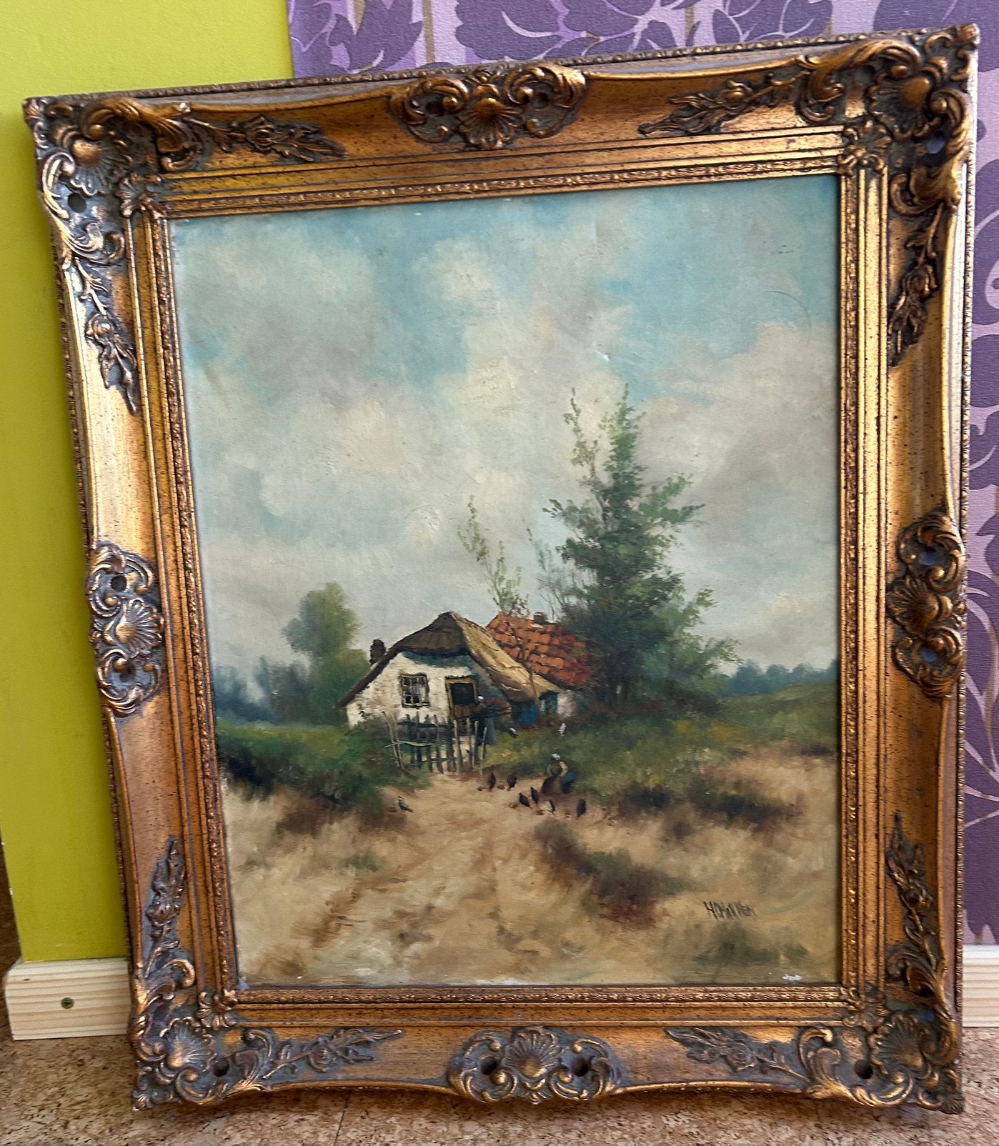 Klassiek schilderij, los in de lijst, Ophalen of Verzenden, Oud hollands, Stads- / dorpsgezicht