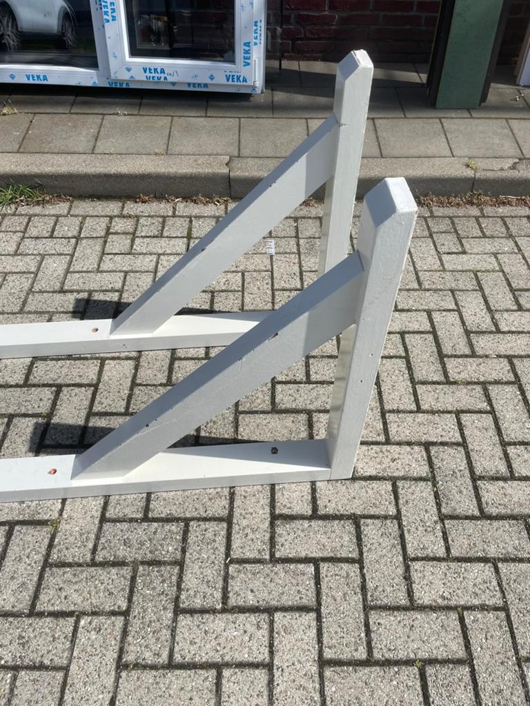 Luifel houders 2x hout, Doe-het-zelf en Verbouw, Rolluiken, Ophalen, Gebruikt, Minder dan 100 cm, Wit