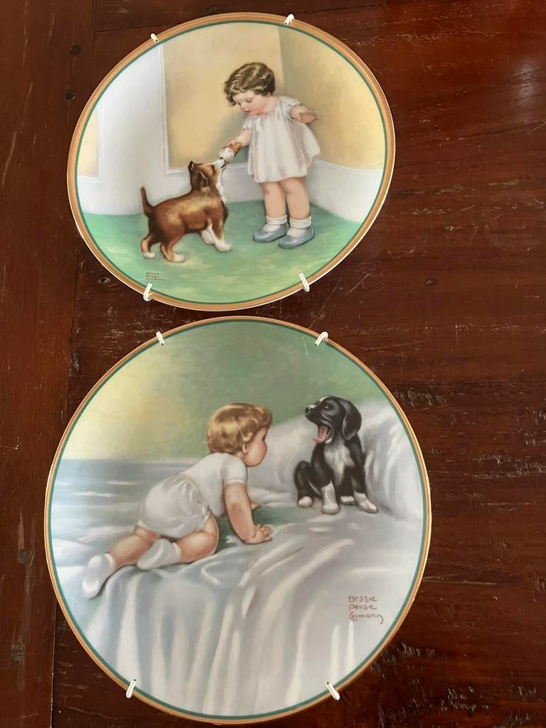 Bessie Pease 2 originele bordjes, Ophalen of Verzenden