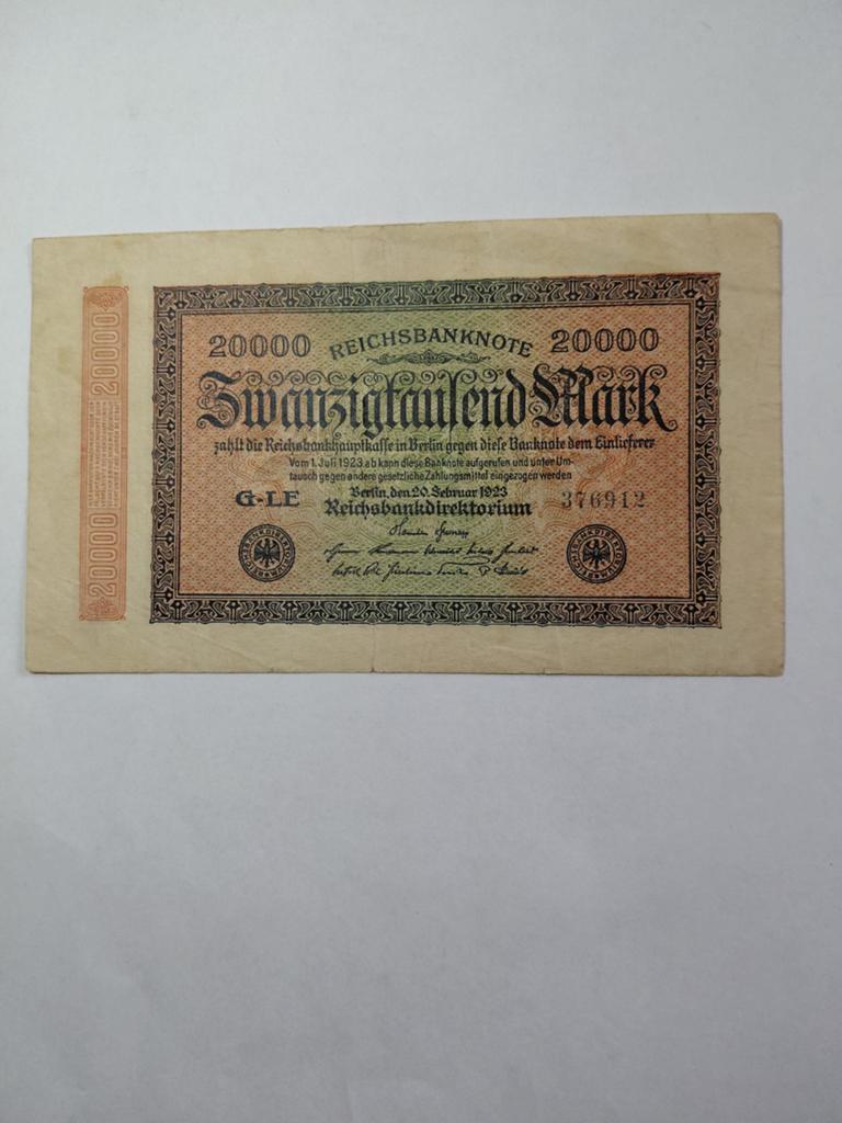 Duitse 20 000 mark 1923, Ophalen of Verzenden, Duitsland
