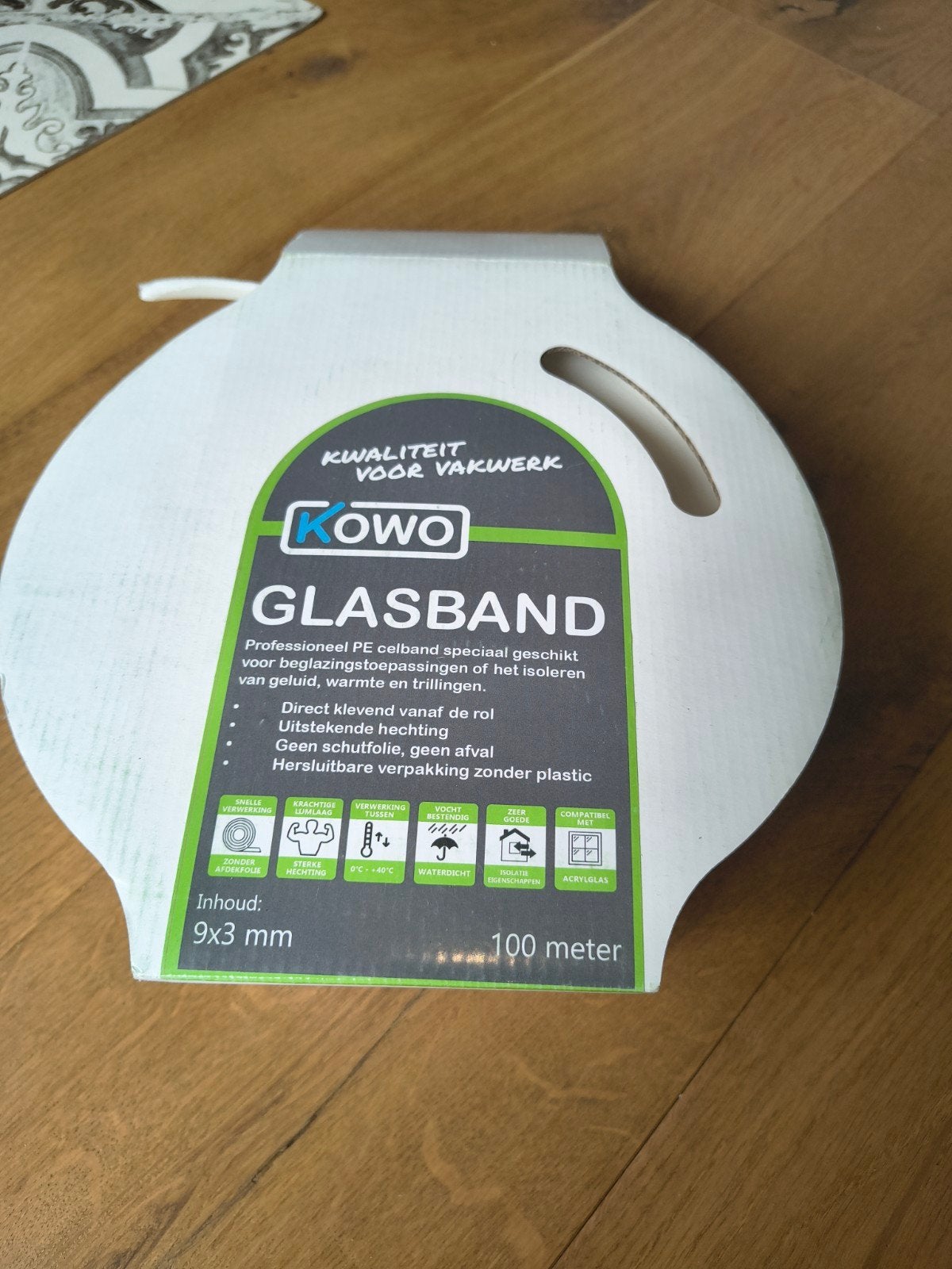 Kowo Glasband Wit 9x3mm - 65 meter over, Ophalen of Verzenden, Zo goed als nieuw
