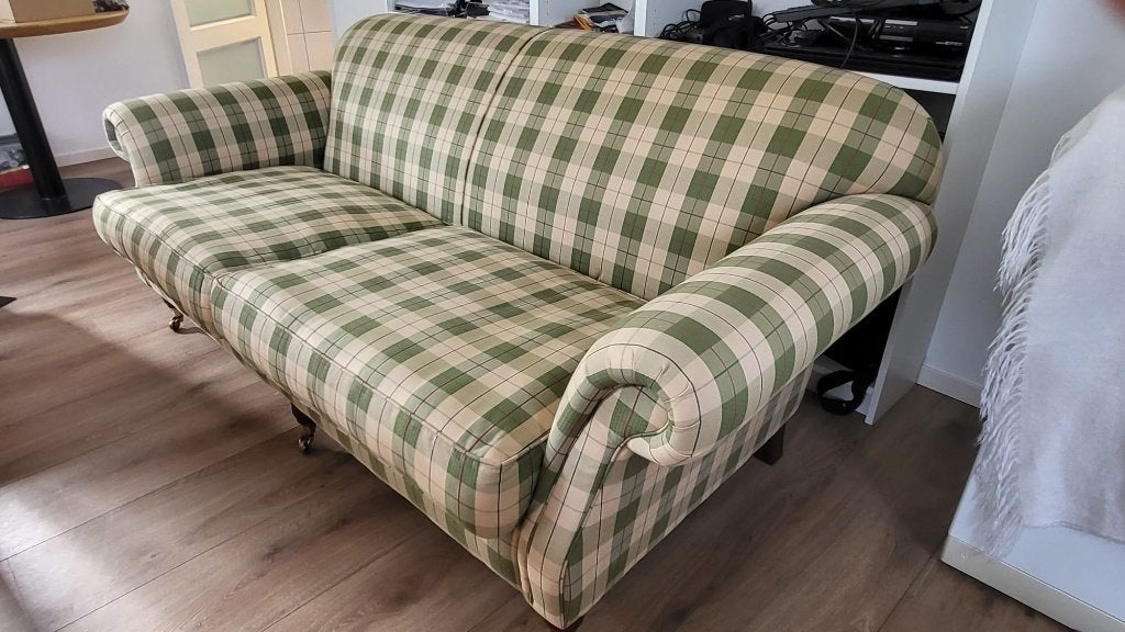 Bankje, landelijke stijl, geruite stof, Ophalen, Gebruikt, 150 tot 200 cm, Tweepersoons