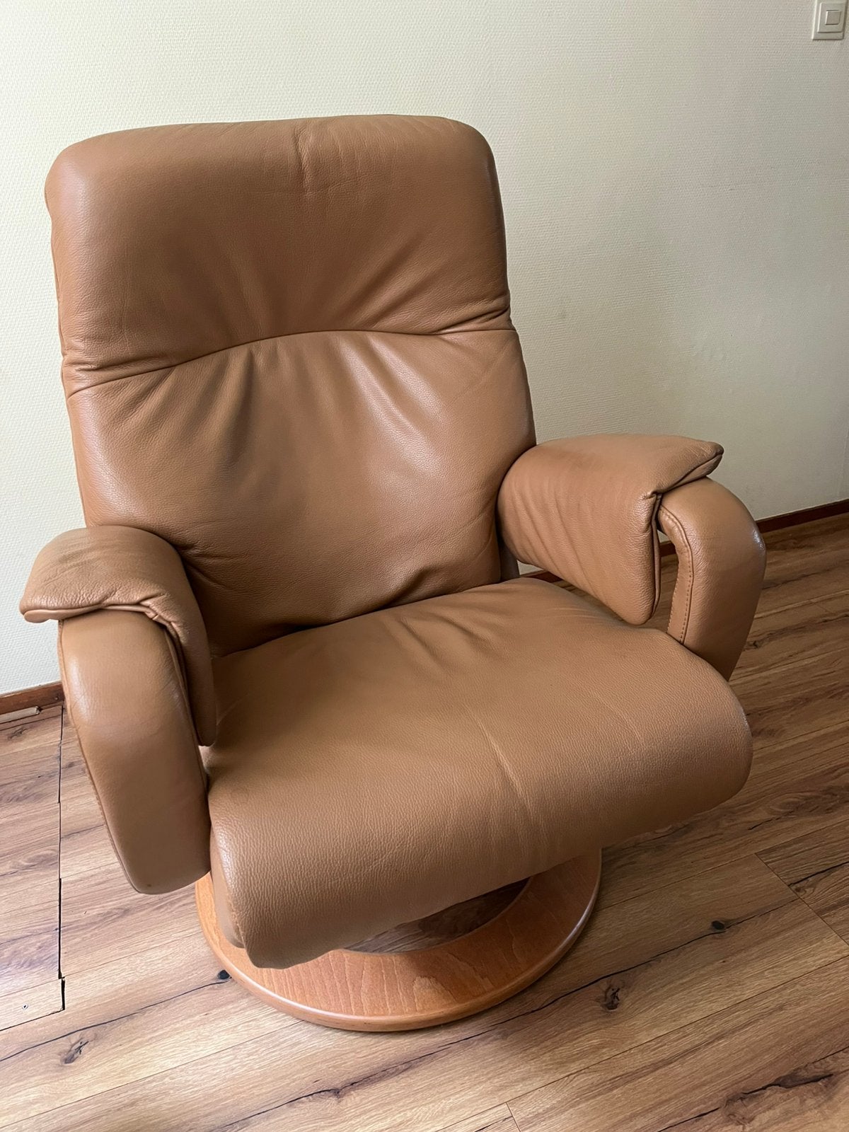 Elastoform Comfortabele leren relaxfauteuil, Ophalen, Gebruikt, Leer, 75 tot 100 cm