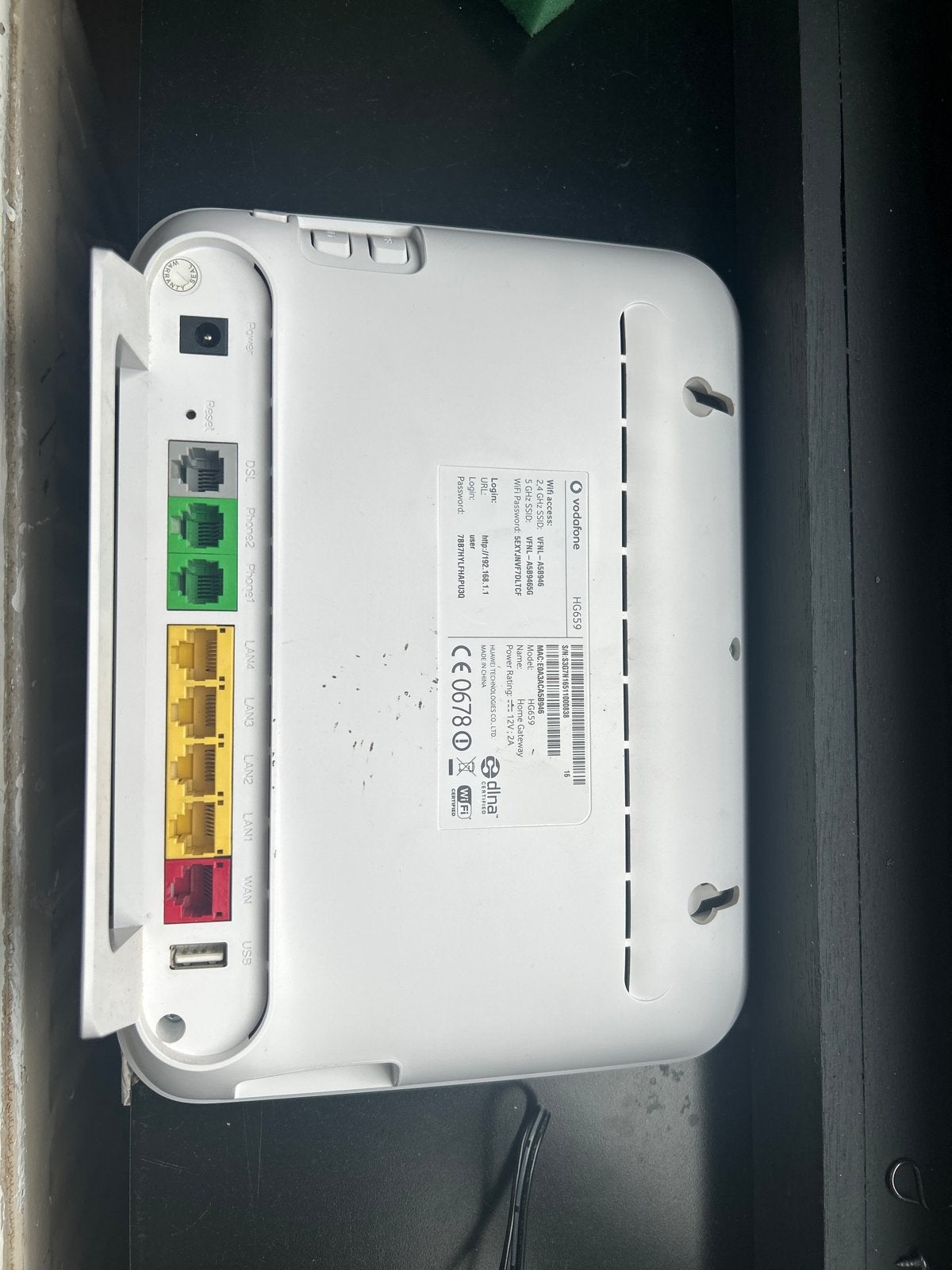 Vodafone Huawei HG659 Router met modem, Computers en Software, Routers en Modems, Ophalen of Verzenden, Gebruikt, Router met modem