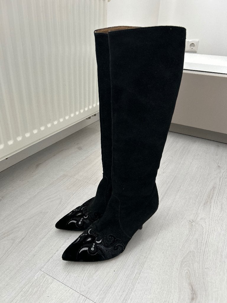 Mt 38,5 leren leer laarzen schoenen boots, Hoge laarzen, Zwart, Ophalen of Verzenden, Zo goed als nieuw