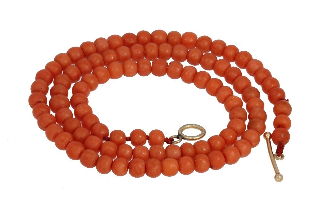 Sale Bloedkoraal antieke ketting 14k slot goud kapittel dame, Ophalen of Verzenden, Goud, Ketting, Met edelsteen