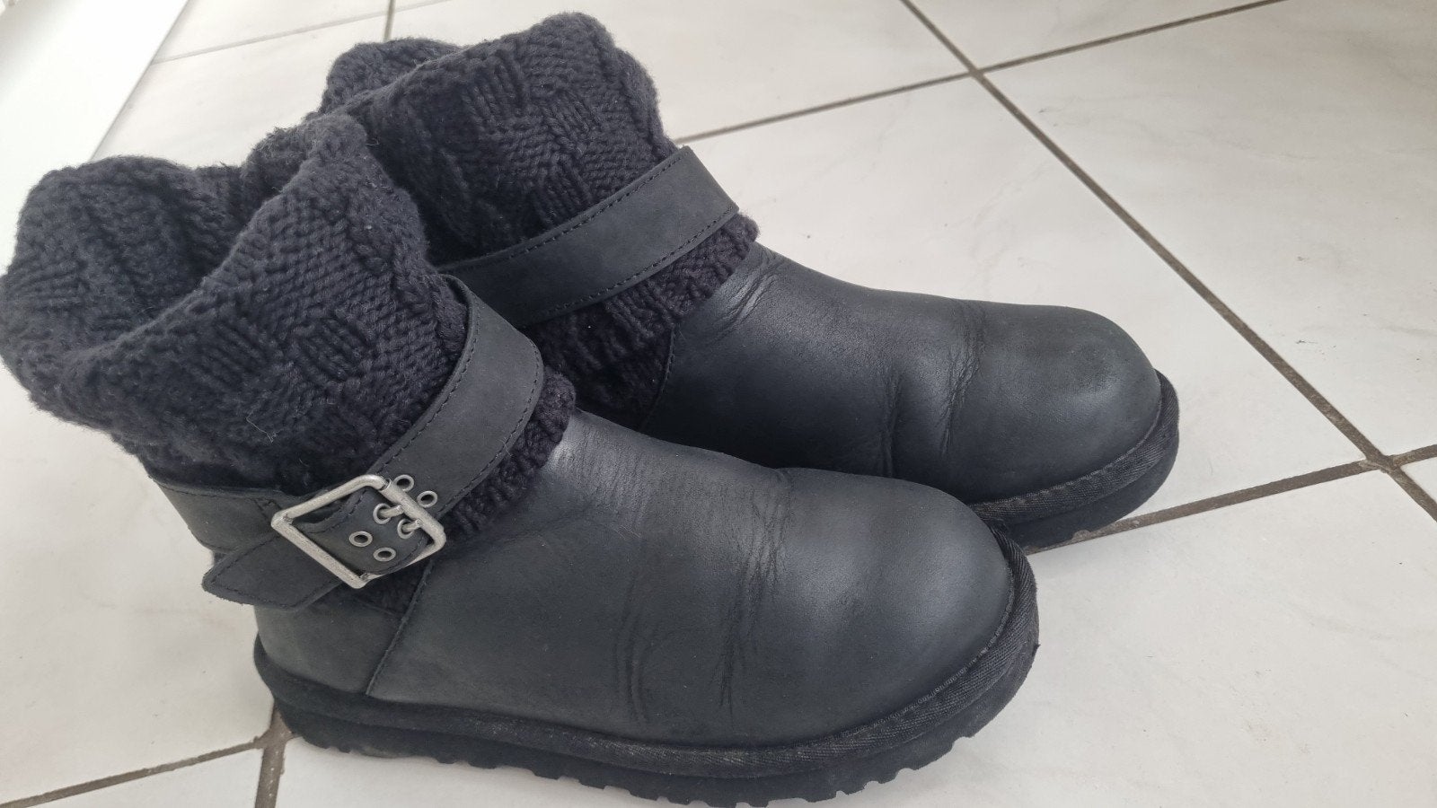 Zwarte UGG laarzen met gebreide boord - Maat 38, Kleding | Dames, UGG, Zwart, Lage of Enkellaarzen, Ophalen of Verzenden