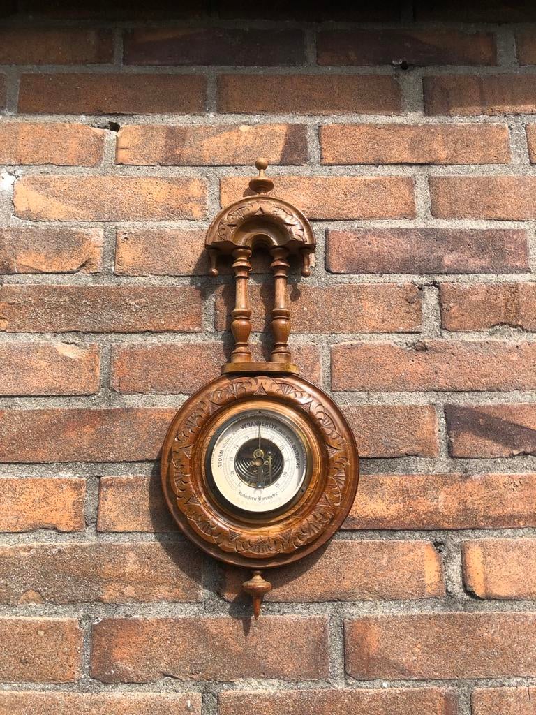 Antieke houten barometer - Prachtig gesneden, Ophalen, Zo goed als nieuw, Barometer