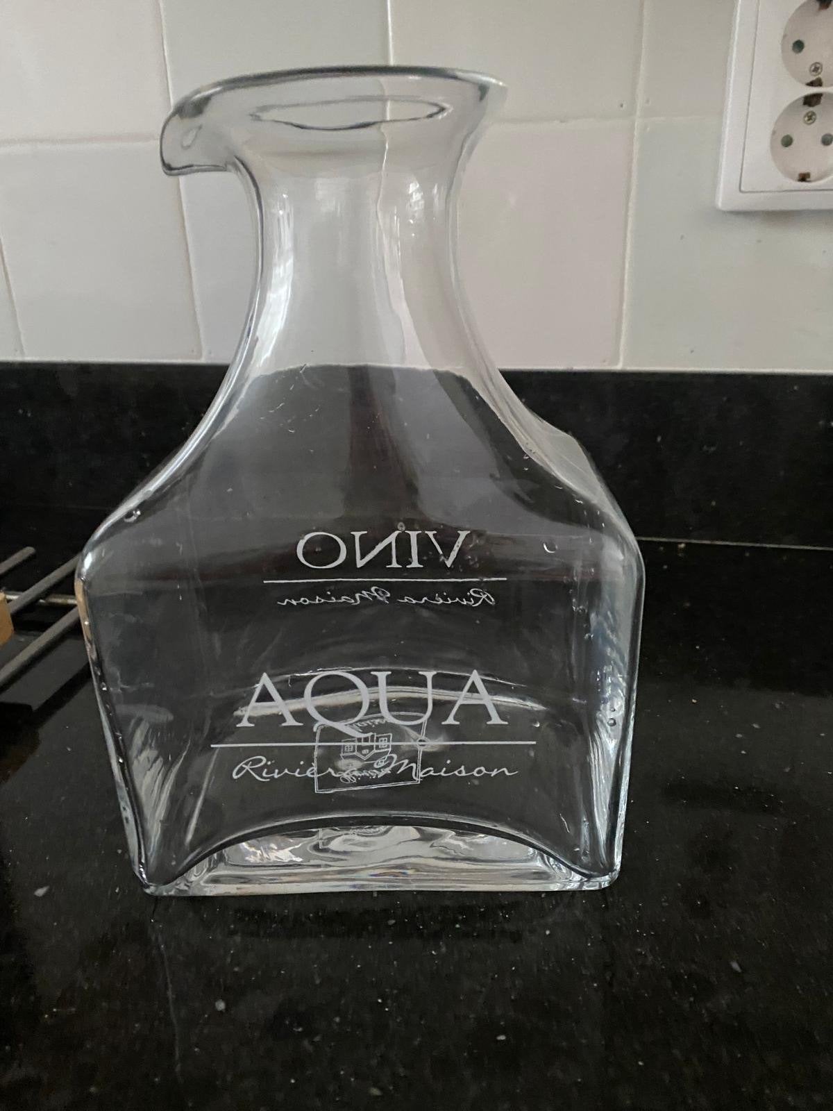 Riviera Maison karaf glas - VINO AQUA - wijn of waterfles, Ophalen of Verzenden, Zo goed als nieuw, Riviera Maison, Glas