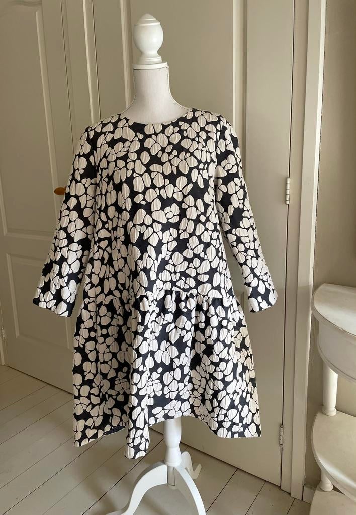 Cos Jurk / 100 % Cotton / 42 / Grijs / Creme, Kleding | Dames, Jurken, Zo goed als nieuw, Maat 42/44 (L), Grijs, Knielengte, Ophalen of Verzenden