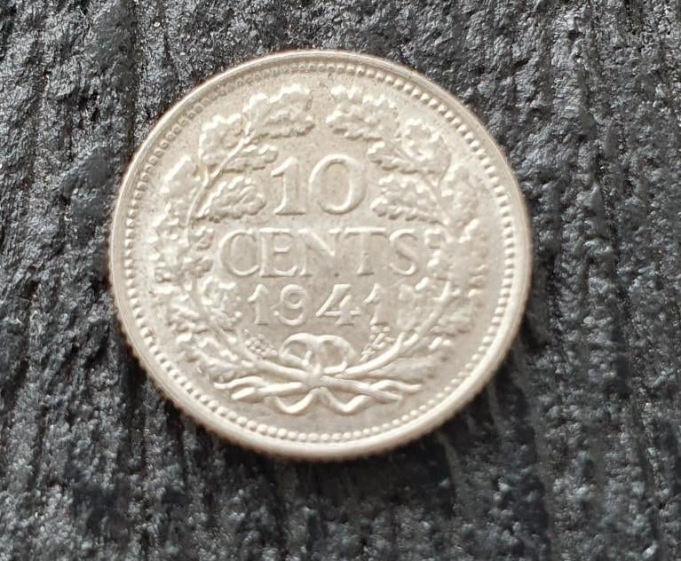 10 cent 1941 Wilhelmina zilver mooie kwaliteit, Postzegels en Munten, Munten | Nederland, Ophalen of Verzenden, Koningin Wilhelmina