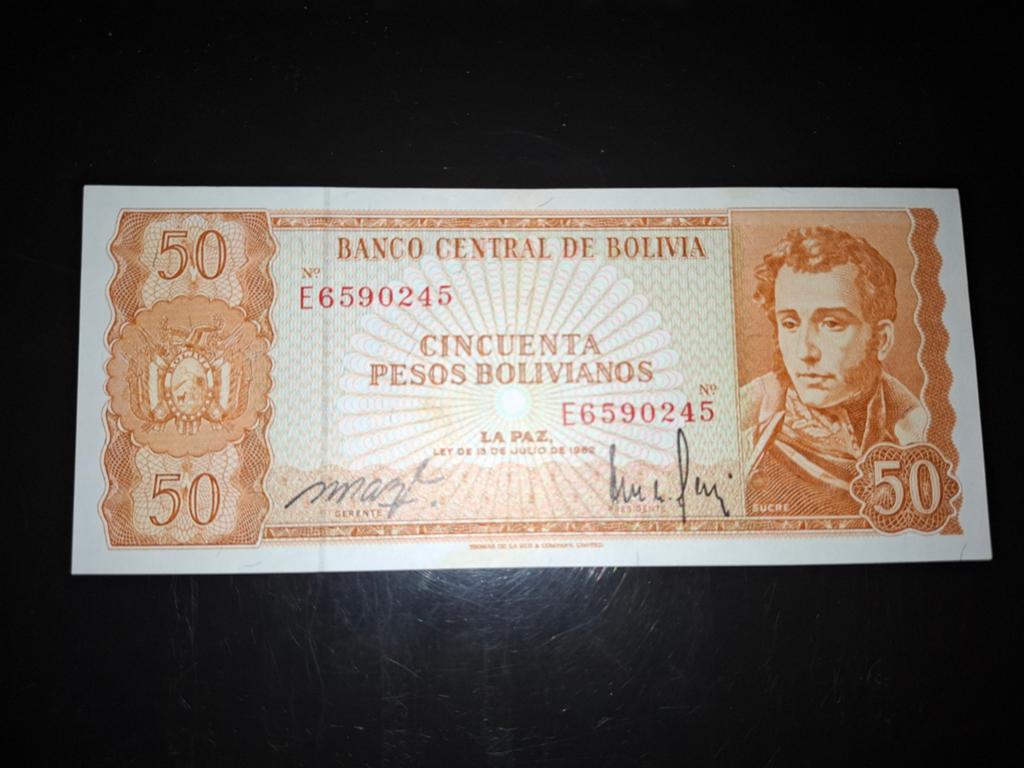 ### Bolivia 50 bolivares 1962 ###, Postzegels en Munten, Bankbiljetten | Amerika, Ophalen of Verzenden, Midden-Amerika