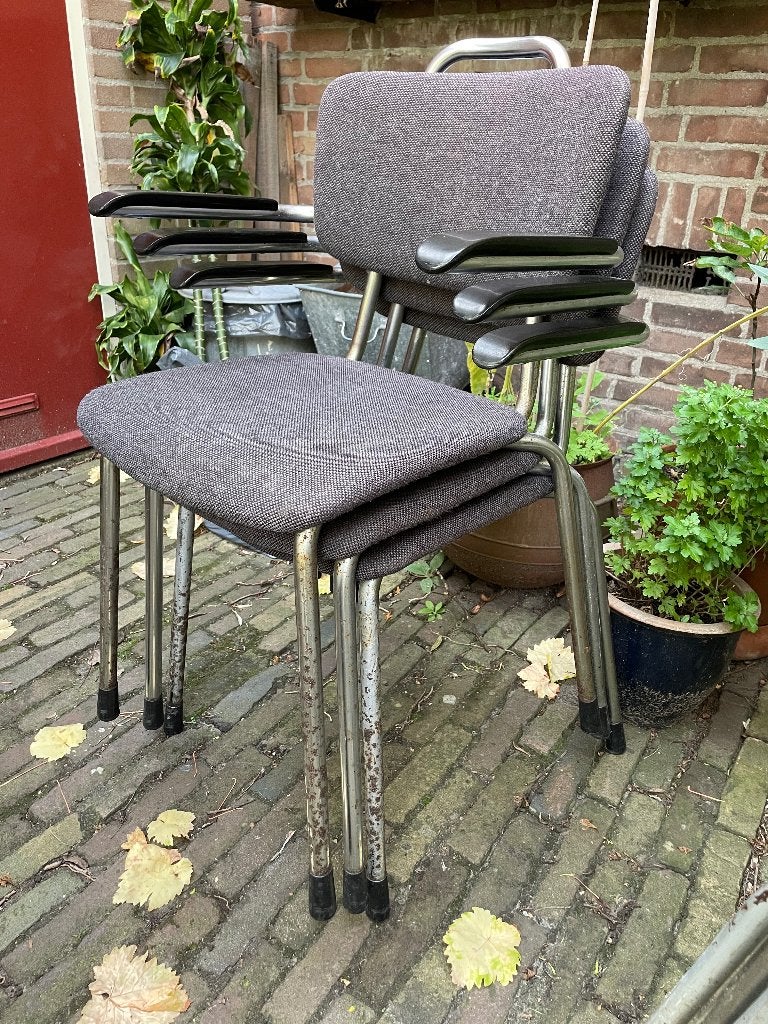 6 Gispen stoelen - Gebroeders van der Stroom, Ophalen, Gebruikt, Industrieel, Dutch Design, Vintage, Metaal