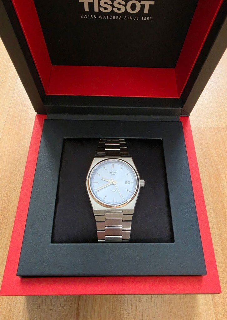 Tissot PRX 35mm met garantie, Overige merken, Staal, Staal, Polshorloge