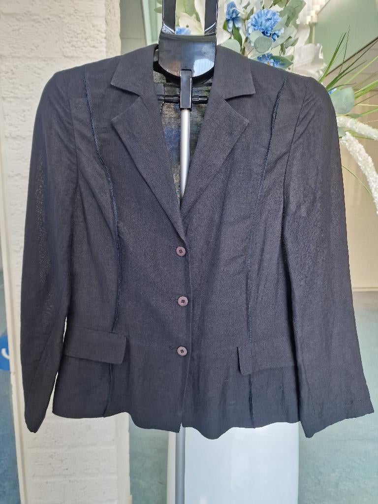 Evelin Brandt Berlin linnen blazer antraciet 38, Kleding | Dames, Ophalen of Verzenden, Zo goed als nieuw, Maat 38/40 (M), Grijs