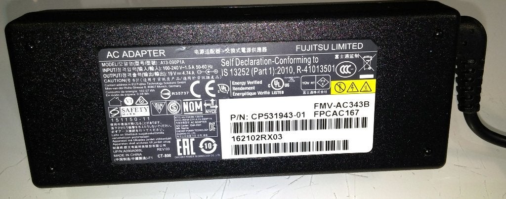 Fujitsu CP531941-01 Chicony A13-090P1A 19V 4.74A 90W Adapter, Ophalen of Verzenden, Zo goed als nieuw, Fujitsu Limited