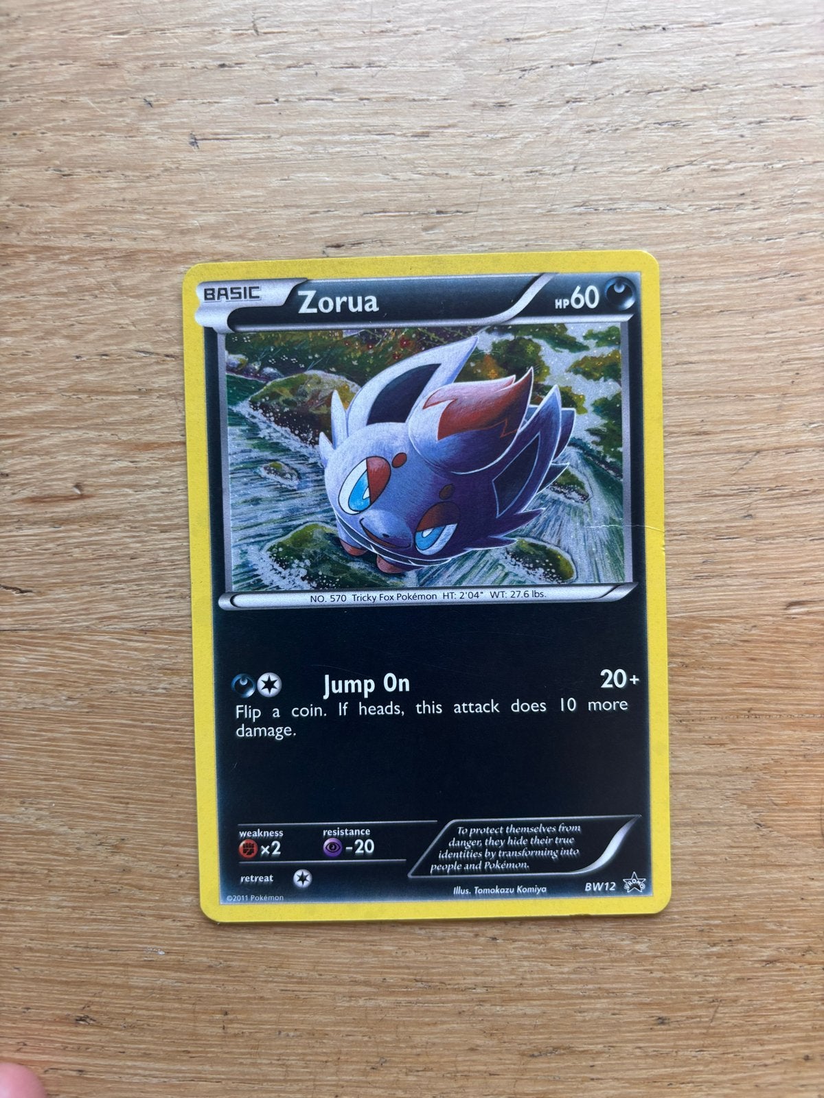 Zorua Pokémon kaart BW12, Ophalen of Verzenden, Gebruikt, Losse kaart