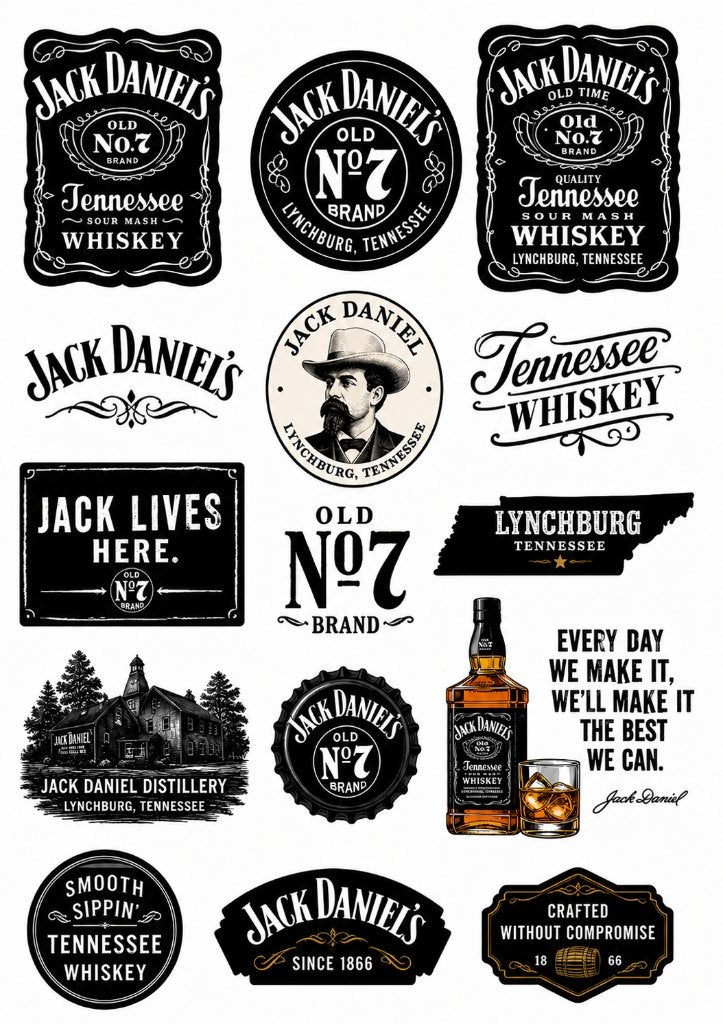 Jack Daniel's Geïnspireerd A4 Stickervel, Hobby en Vrije tijd, Stickers en Plaatjes, Verzenden, Nieuw, Plaatje