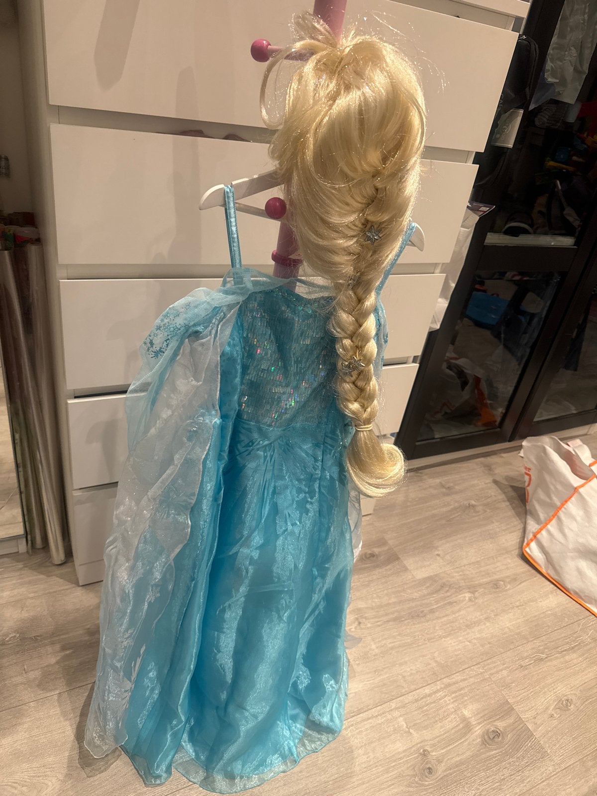 Elsa Jurk Disney Parijs - Maat 122-128 met pruik, Ophalen, Zo goed als nieuw, 122 t/m 128, Meisje