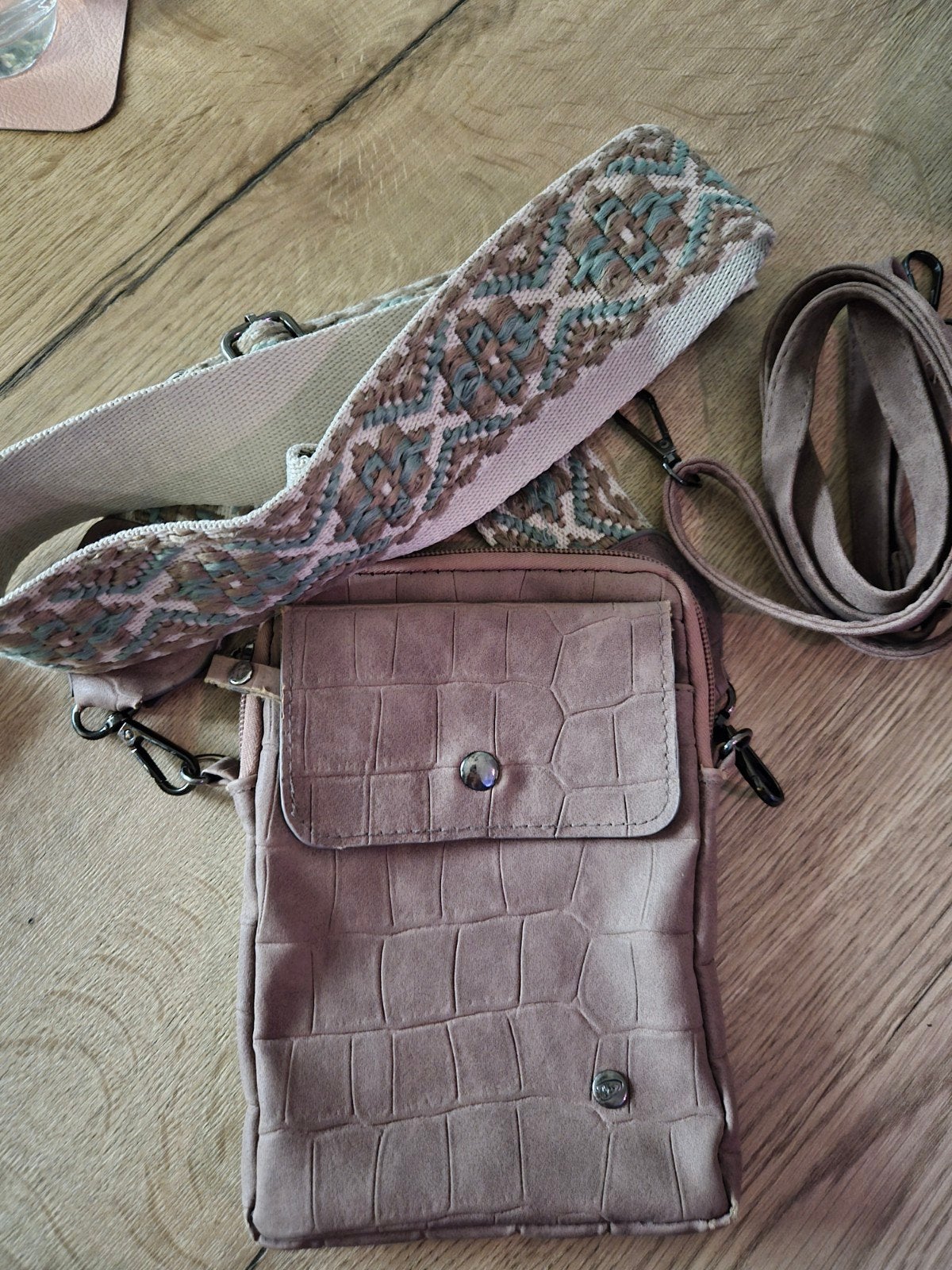 Telefoontasje Crossbody Beagles taupe met 2 banden, Ophalen of Verzenden, Zo goed als nieuw, Beige, Schoudertasje