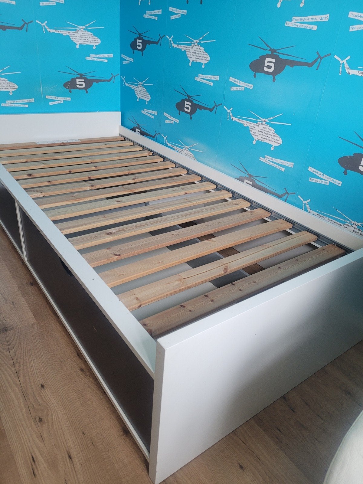 IKEA eenpersoonsbed + bedrekbescherming, Ophalen, Eenpersoons, Hout, 100 cm