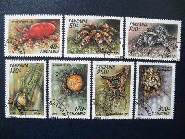 Postzegels insecten Tanzania 1994 spinnen - cw. 7,50 euro., Ophalen of Verzenden, Gestempeld, Dier of Natuur