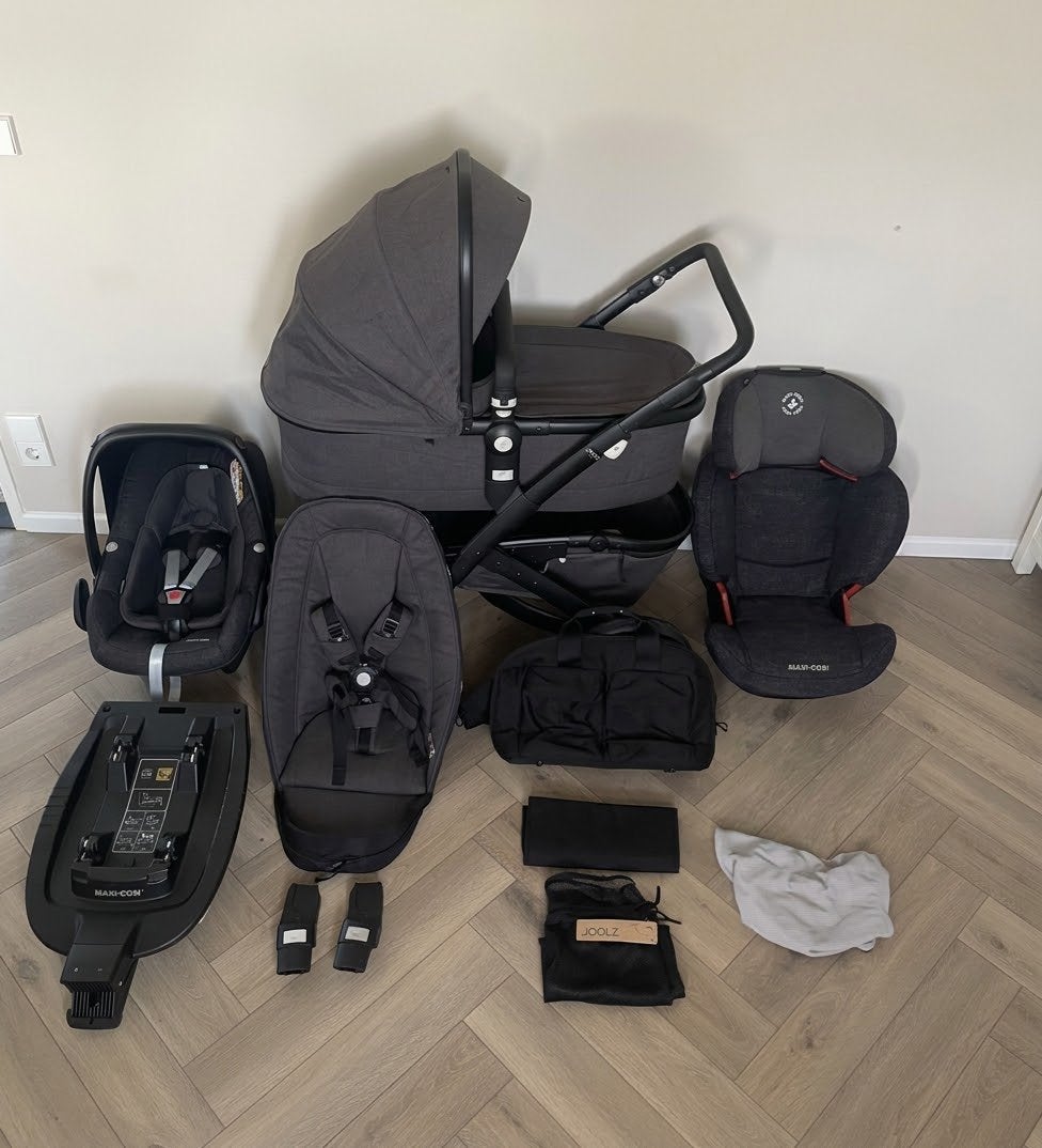 Complete Joolz Geo 5-in-1 Awesome Antraciet (grijs + zwart), Zo goed als nieuw, Met autostoeltje, Ophalen, Kinderwagen