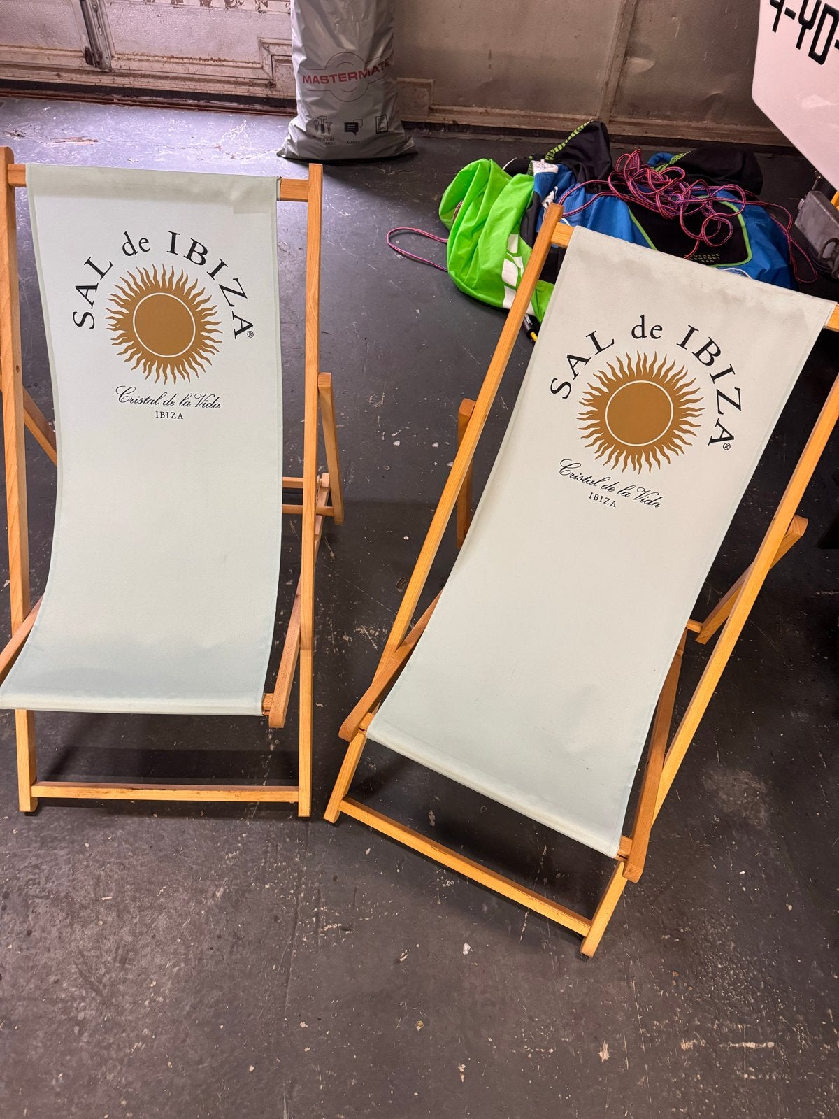 Sal de Ibiza strandstoelen - Set van 2, Ophalen of Verzenden, Gebruikt, Hout, Inklapbaar