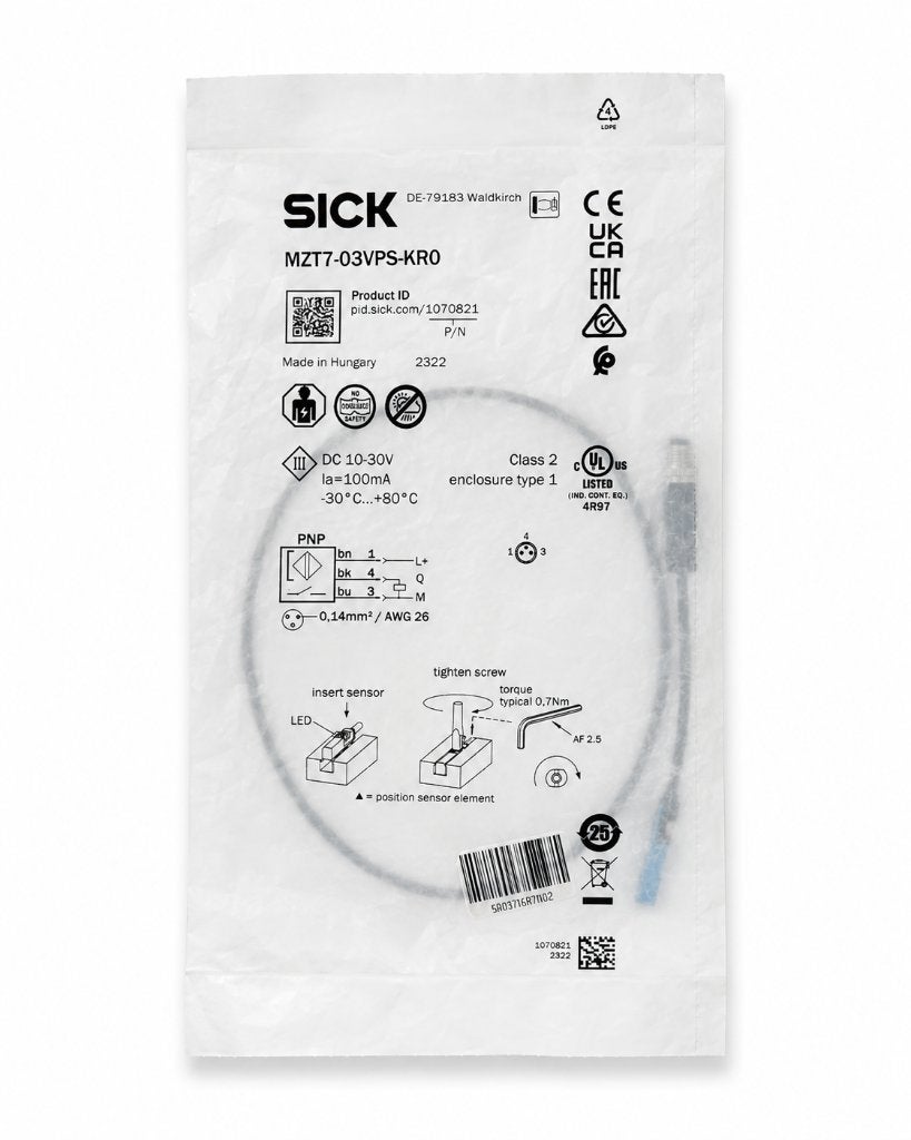 SICK MZT7-03VPS-KR0 Cilindersensor PNP 10-30V – PN 1070821, ., Nieuw, Ophalen of Verzenden, .