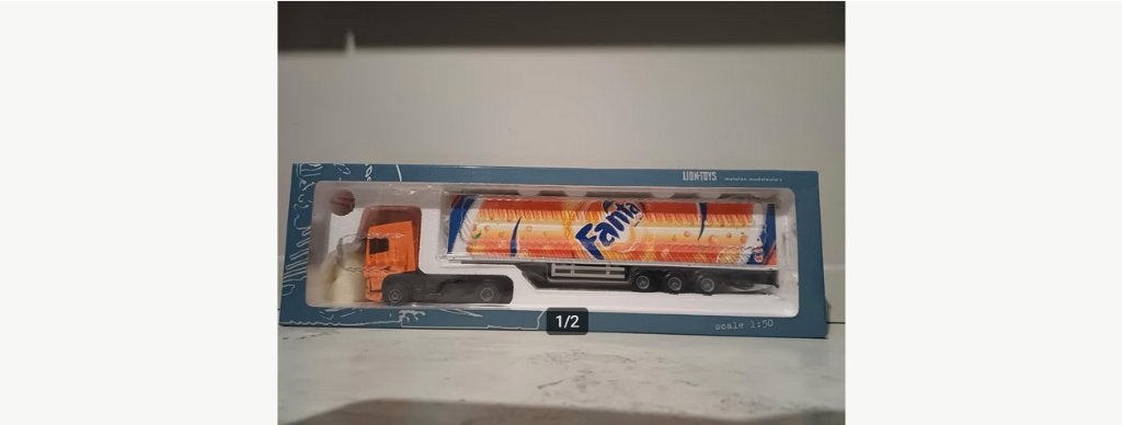 NIEUW:  1:50 Lion Toys Fanta Truck met Oplegger., Hobby en Vrije tijd, Modelauto's | 1:50, Ophalen, Nieuw, Bus of Vrachtwagen