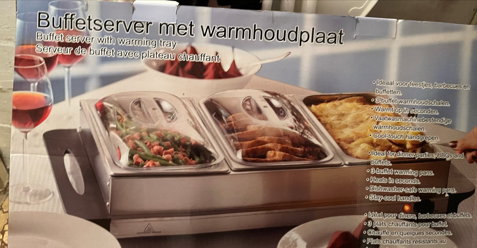 Buffetserver met warmhoudplaat - Ideaal voor feesten, Ophalen, Zo goed als nieuw