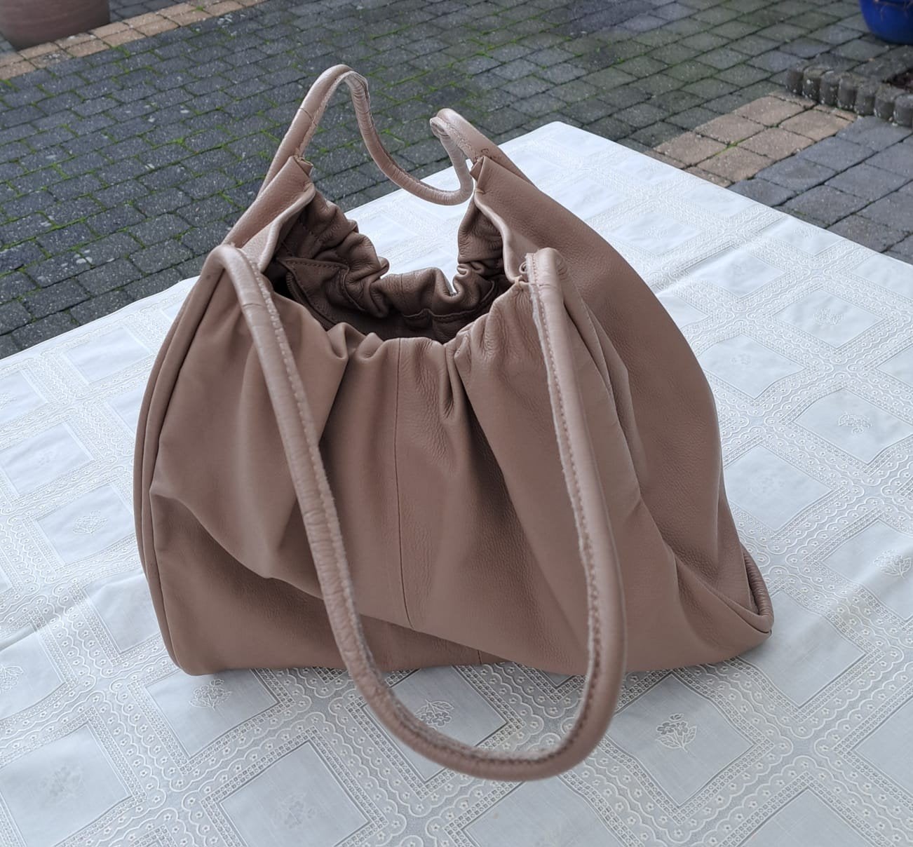 Lederen dames handtas., Ophalen, Zo goed als nieuw, Bruin, Handtas