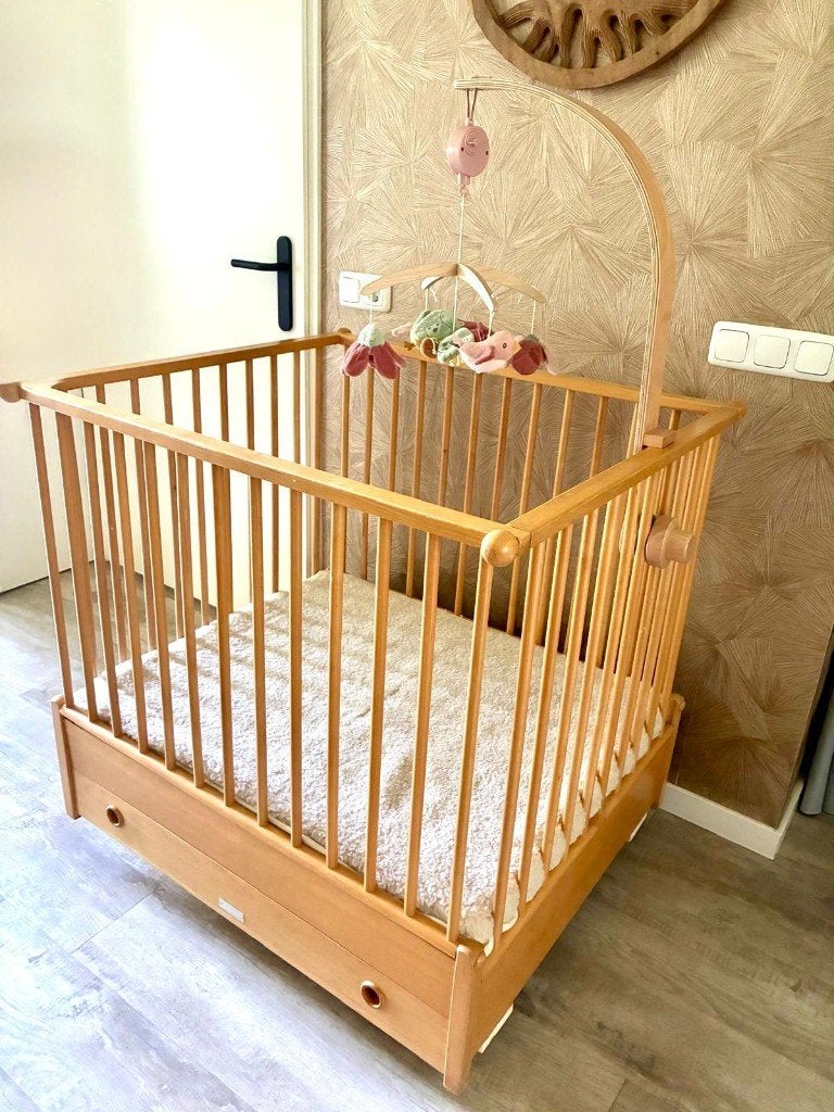 Box Bopita blank hout met lade en wieltjes, Kinderen en Baby's, Boxen, Ophalen, Zo goed als nieuw, Rechthoekig, Wieltjes